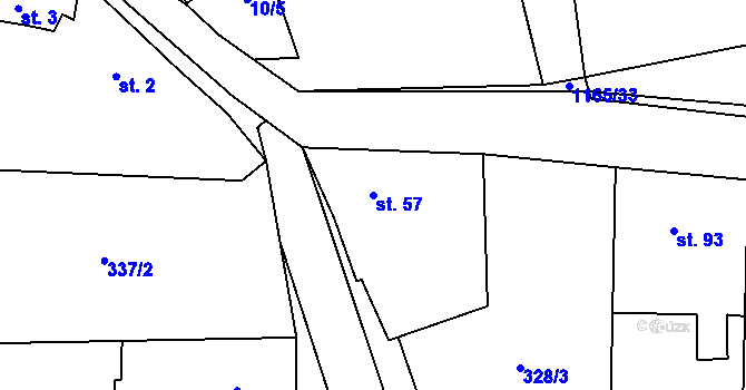 Parcela st. 57 v KÚ Kozolupy, Katastrální mapa