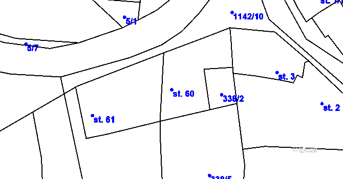 Parcela st. 60 v KÚ Kozolupy, Katastrální mapa