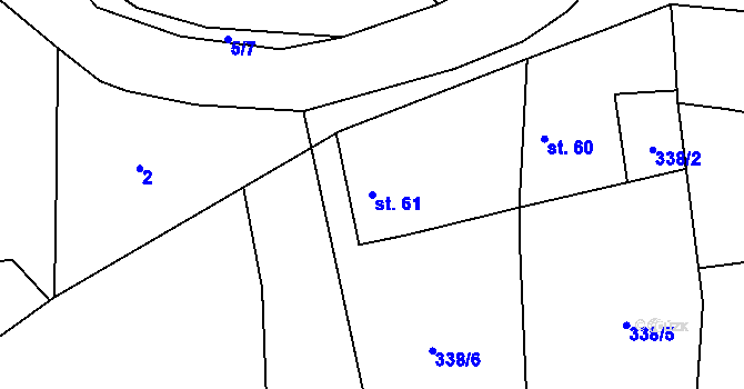Parcela st. 61 v KÚ Kozolupy, Katastrální mapa
