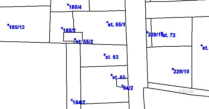 Parcela st. 63 v KÚ Kozolupy, Katastrální mapa