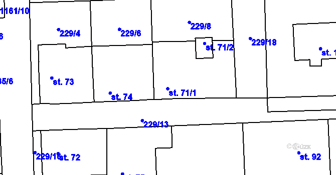 Parcela st. 71 v KÚ Kozolupy, Katastrální mapa
