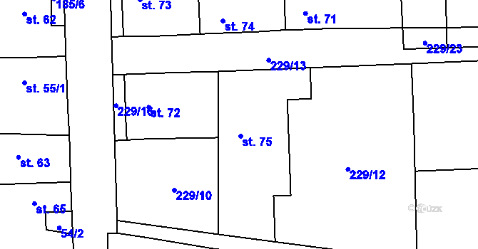 Parcela st. 75 v KÚ Kozolupy, Katastrální mapa