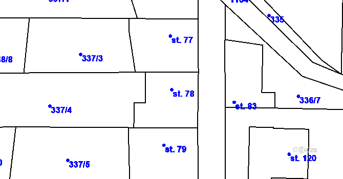 Parcela st. 78 v KÚ Kozolupy, Katastrální mapa