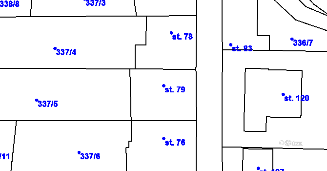 Parcela st. 79 v KÚ Kozolupy, Katastrální mapa