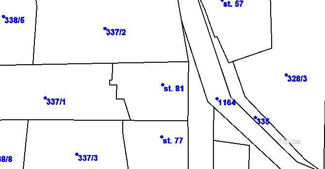 Parcela st. 81 v KÚ Kozolupy, Katastrální mapa