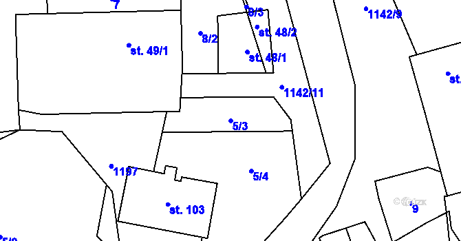 Parcela st. 5/3 v KÚ Kozolupy, Katastrální mapa