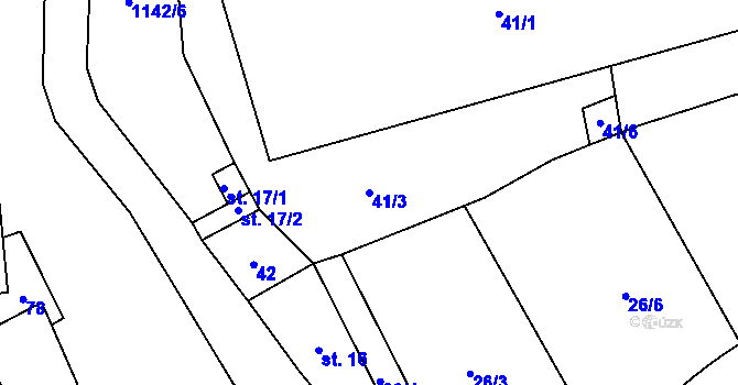 Parcela st. 41/3 v KÚ Kozolupy, Katastrální mapa