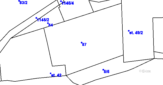 Parcela st. 87 v KÚ Kozolupy, Katastrální mapa