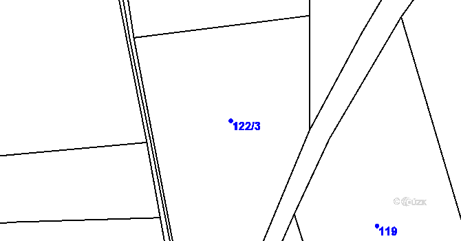 Parcela st. 122/3 v KÚ Kozolupy, Katastrální mapa