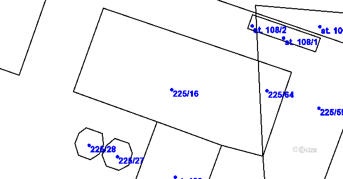 Parcela st. 225/16 v KÚ Kozolupy, Katastrální mapa