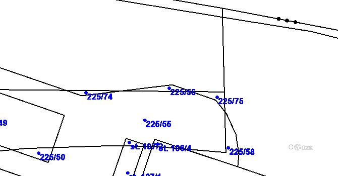 Parcela st. 225/56 v KÚ Kozolupy, Katastrální mapa