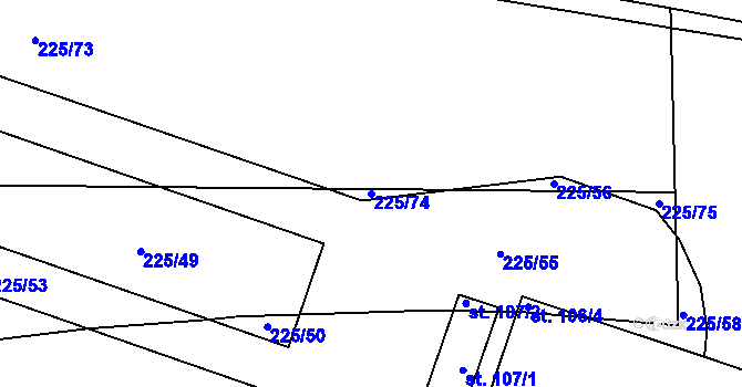 Parcela st. 225/74 v KÚ Kozolupy, Katastrální mapa