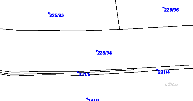 Parcela st. 225/94 v KÚ Kozolupy, Katastrální mapa