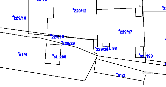 Parcela st. 229/14 v KÚ Kozolupy, Katastrální mapa