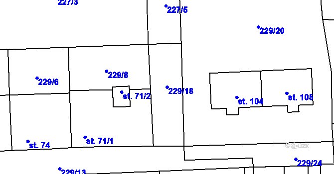 Parcela st. 229/18 v KÚ Kozolupy, Katastrální mapa