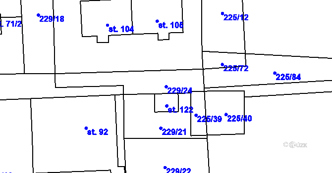 Parcela st. 229/24 v KÚ Kozolupy, Katastrální mapa