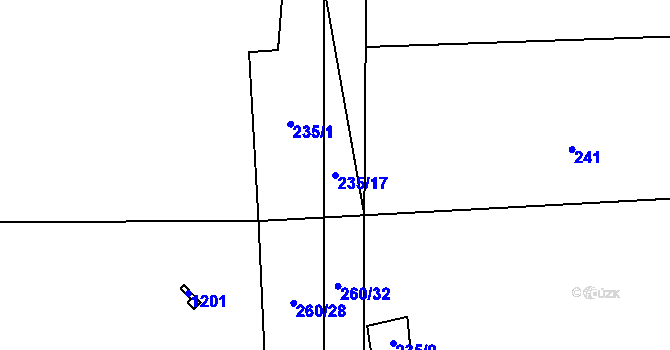 Parcela st. 235/17 v KÚ Kozolupy, Katastrální mapa