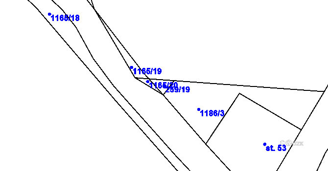 Parcela st. 259/19 v KÚ Kozolupy, Katastrální mapa