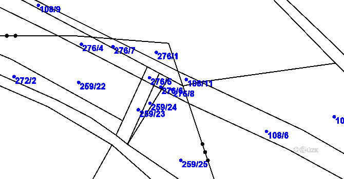 Parcela st. 276/8 v KÚ Kozolupy, Katastrální mapa
