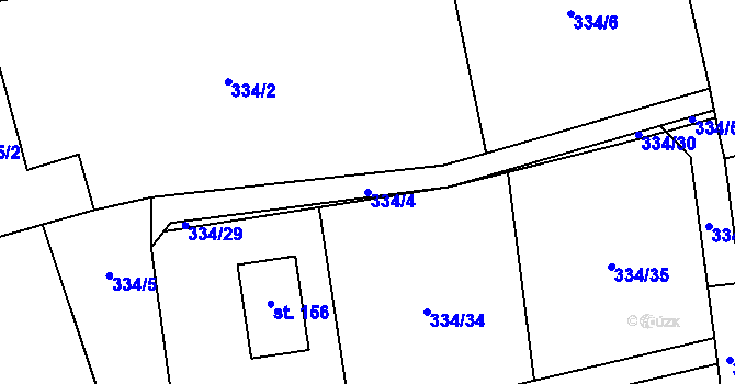 Parcela st. 334/4 v KÚ Kozolupy, Katastrální mapa