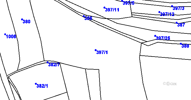Parcela st. 397/1 v KÚ Kozolupy, Katastrální mapa