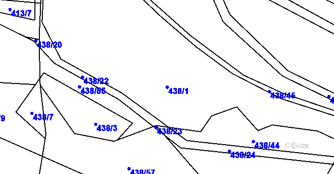 Parcela st. 438/1 v KÚ Kozolupy, Katastrální mapa