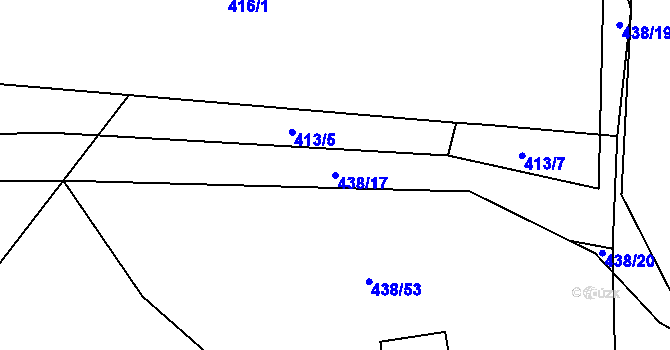 Parcela st. 438/17 v KÚ Kozolupy, Katastrální mapa