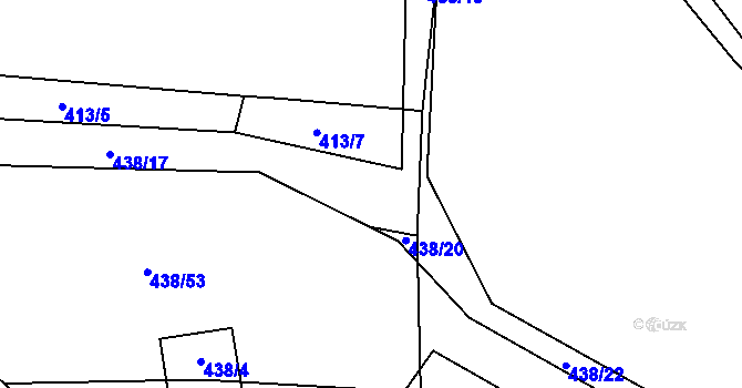 Parcela st. 438/18 v KÚ Kozolupy, Katastrální mapa