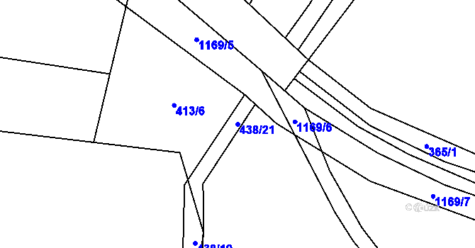 Parcela st. 438/21 v KÚ Kozolupy, Katastrální mapa