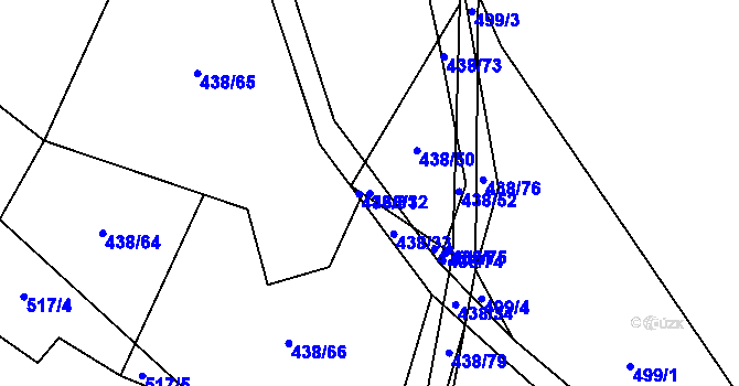 Parcela st. 438/32 v KÚ Kozolupy, Katastrální mapa
