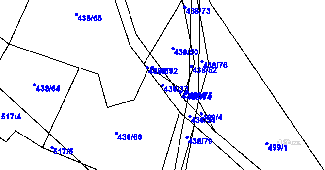 Parcela st. 438/33 v KÚ Kozolupy, Katastrální mapa