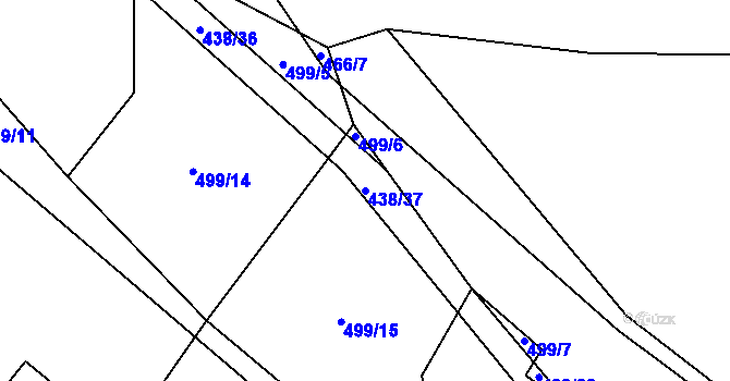 Parcela st. 438/37 v KÚ Kozolupy, Katastrální mapa