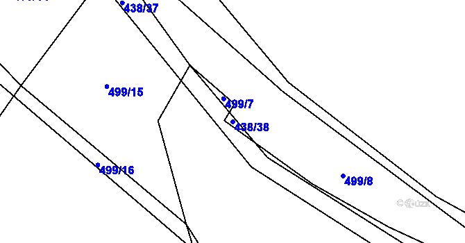 Parcela st. 438/38 v KÚ Kozolupy, Katastrální mapa