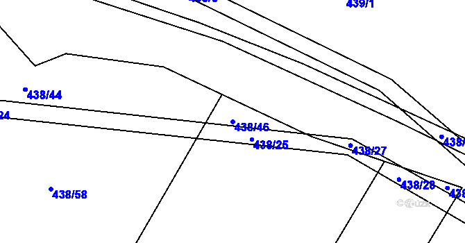 Parcela st. 438/46 v KÚ Kozolupy, Katastrální mapa
