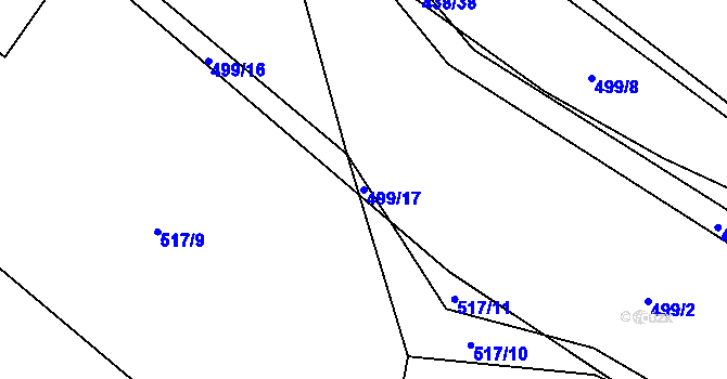 Parcela st. 499/17 v KÚ Kozolupy, Katastrální mapa
