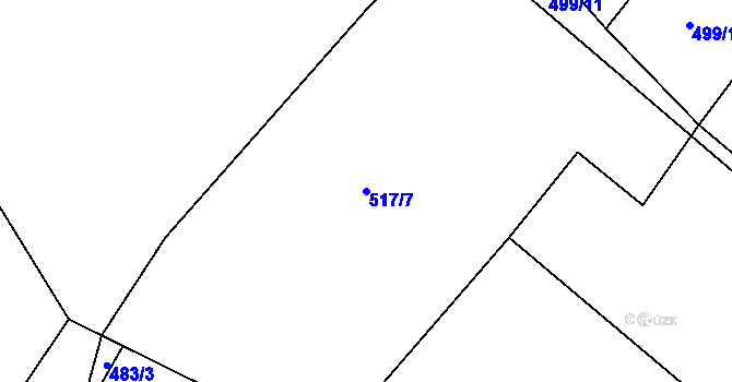 Parcela st. 517/7 v KÚ Kozolupy, Katastrální mapa