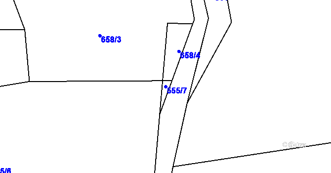 Parcela st. 555/7 v KÚ Kozolupy, Katastrální mapa