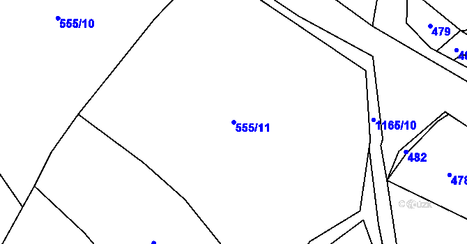 Parcela st. 555/11 v KÚ Kozolupy, Katastrální mapa