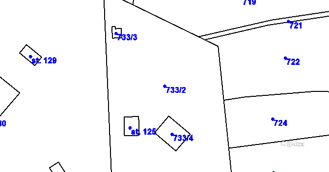 Parcela st. 733/2 v KÚ Kozolupy, Katastrální mapa