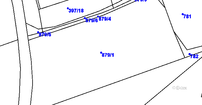 Parcela st. 879/1 v KÚ Kozolupy, Katastrální mapa