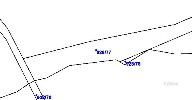 Parcela st. 928/77 v KÚ Kozolupy, Katastrální mapa