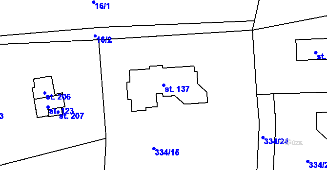 Parcela st. 137 v KÚ Kozolupy, Katastrální mapa