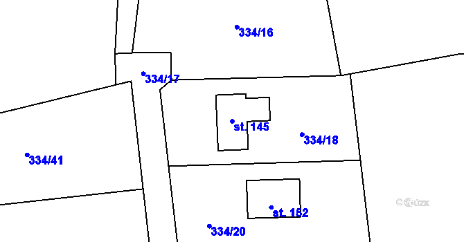 Parcela st. 145 v KÚ Kozolupy, Katastrální mapa