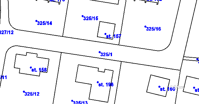 Parcela st. 325/1 v KÚ Kozolupy, Katastrální mapa