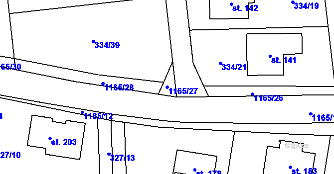 Parcela st. 1165/27 v KÚ Kozolupy, Katastrální mapa