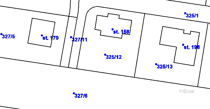 Parcela st. 325/12 v KÚ Kozolupy, Katastrální mapa