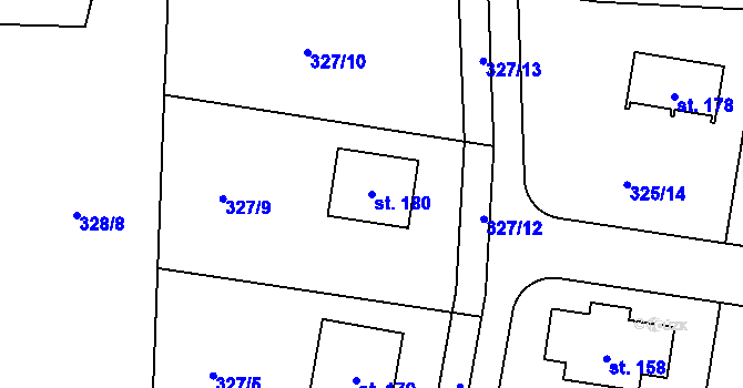 Parcela st. 180 v KÚ Kozolupy, Katastrální mapa