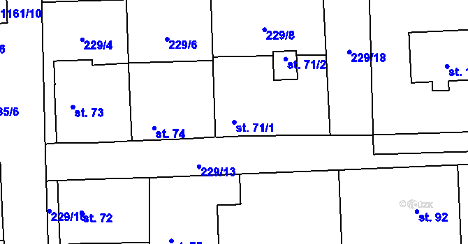 Parcela st. 71/1 v KÚ Kozolupy, Katastrální mapa