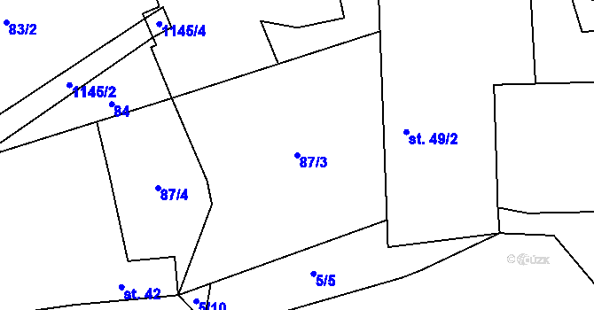 Parcela st. 87/3 v KÚ Kozolupy, Katastrální mapa