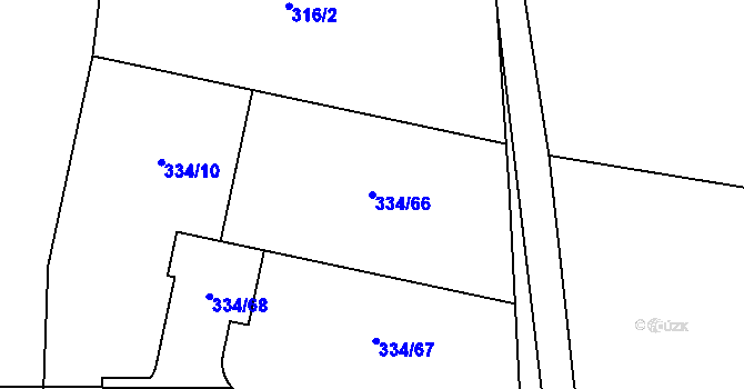 Parcela st. 334/66 v KÚ Kozolupy, Katastrální mapa